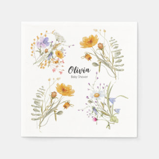 Spring wildflower floral Baby Shower Napkin
