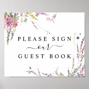 Spring Wildflower Floral Guest Book Sign