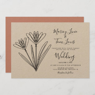 Spring Wildflower Floral Hand Drawn Paper Kraft Invitation