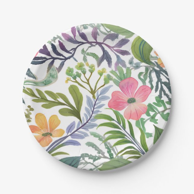 Spring Wildflower Florals | Flower Fields  Paper Plate (Front)