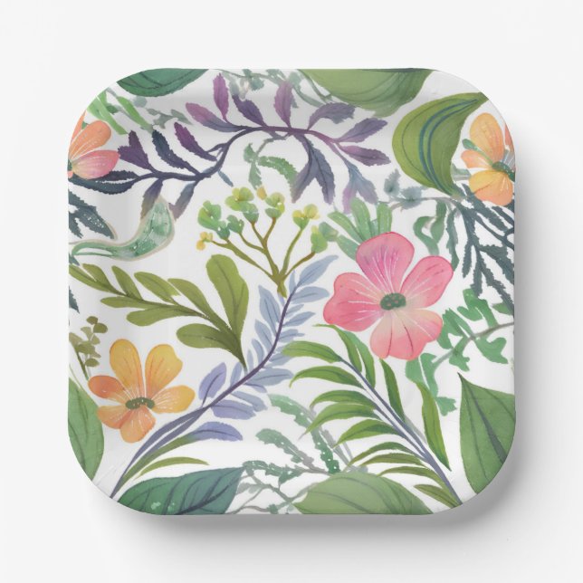 Spring Wildflower Florals | Flower Fields  Paper Plate (Front)