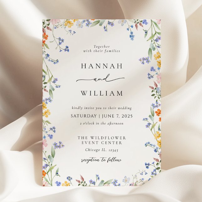 Spring Wildflower Frame Garden Wedding Invitation (Creator Uploaded)