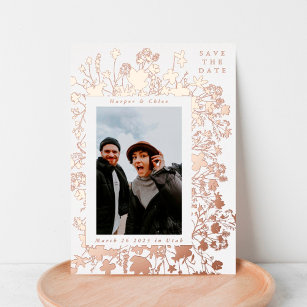 Spring Wildflower Frame Rose Gold Save The Date