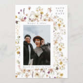 Spring Wildflower Frame Watercolor Wedding Save The Date (Front)