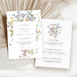 Spring Wildflower Garden All in One  Wedding   Invitation<br><div class="desc">Capture the beauty of nature on your special day with our exquisite wildflower watercolor wedding invitations. Elegant, unique, and blooming with love. Use the text fields to personalise the card with your own wording and details. If you want to change the font style, colour or text placement, simply click the...</div>