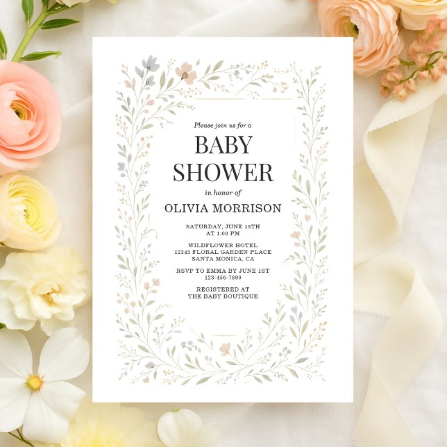 Spring Wildflower Garden Baby Shower Invitation (Creator Uploaded)