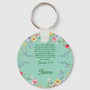 Spring Wildflower Garden Bible Verse Personalised Key Ring