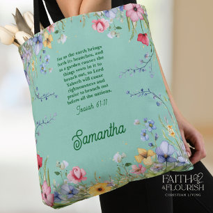 Spring Wildflower Garden Bible Verse Personalised Tote Bag