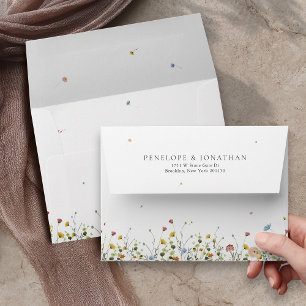 Spring Wildflower Garden Floral Minimalist Wedding Envelope