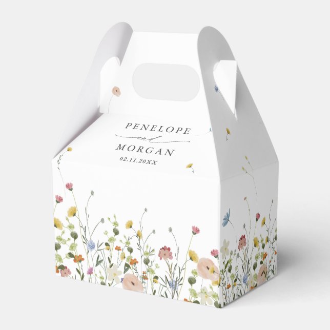 Spring Wildflower Garden Floral Minimalist Wedding Favour Box (Back Side)