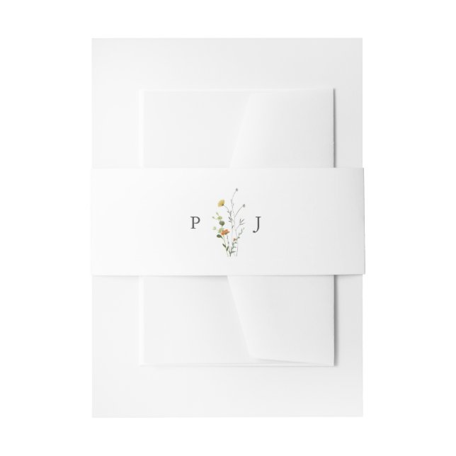 Spring Wildflower Garden Floral Minimalist Wedding Invitation Belly Band (Front Example)