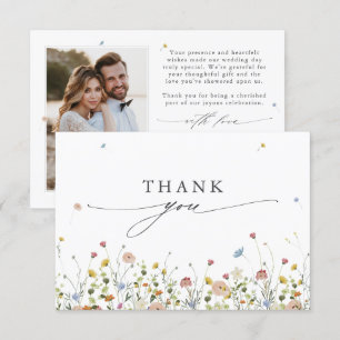 Spring Wildflower Garden Floral Minimalist Wedding Thank You Card