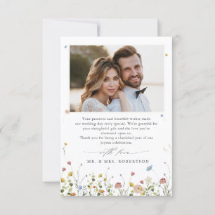Spring Wildflower Garden Floral Minimalist Wedding Thank You Card
