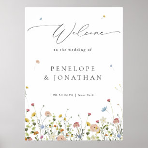 Spring Wildflower Garden Floral Wedding Welcome Poster