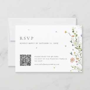 Spring Wildflower Garden Minimalist Floral QR Code RSVP Card