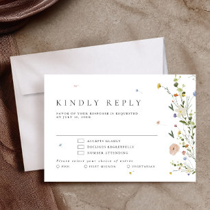 Spring Wildflower Garden Minimalist Floral Wedding RSVP Card