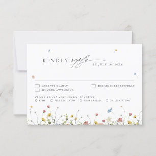 Spring Wildflower Garden Minimalist Floral Wedding RSVP Card