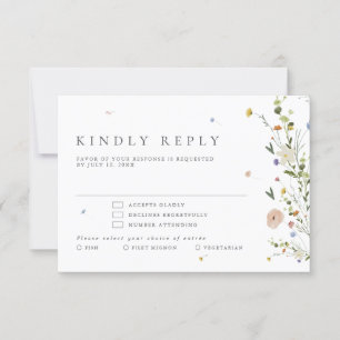 Spring Wildflower Garden Minimalist Floral Wedding RSVP Card