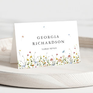Spring Wildflower Garden Minimalist Place Card