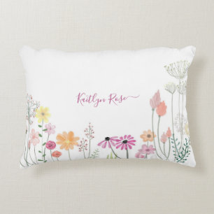 Spring Wildflower Garden   Personalised Decorative Cushion