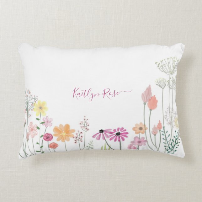 Spring Wildflower Garden | Personalised Decorative Cushion (Front)