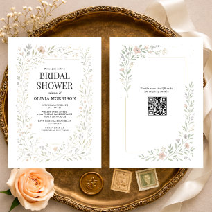Spring Wildflower Garden QR Code Bridal Shower Invitation