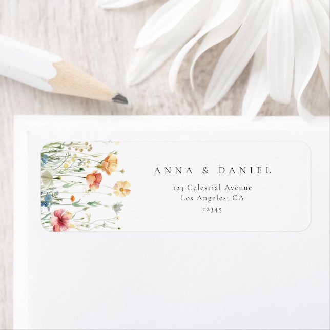 Spring Wildflower Garden Wedding Return Address Label (Insitu)