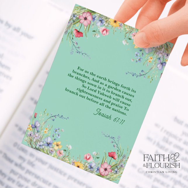 Spring Wildflower Garland Bible Scripture Bookmark Advice Card (Creator Uploaded)
