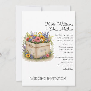 Spring Wildflower Gift box QR Code Photo Wedding  Invitation