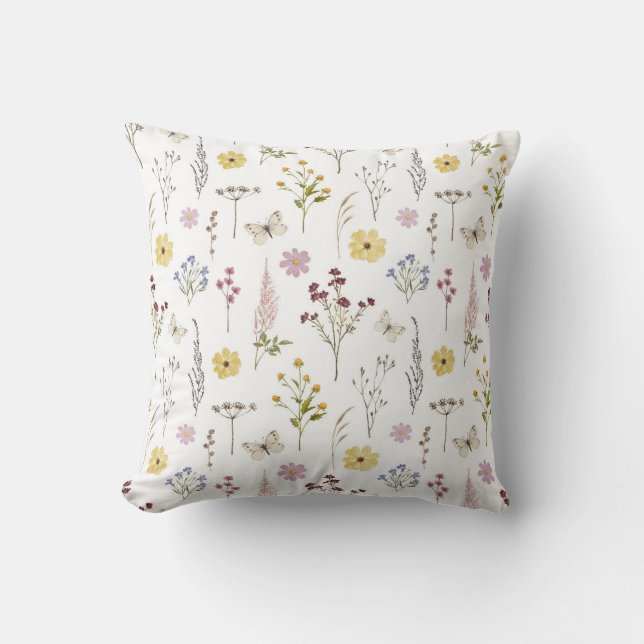 Spring Wildflower Greenery Meadow Flower Garden Cushion (Front)