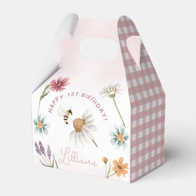 Spring Wildflower Happy Birthday Favour Box (Front Side)