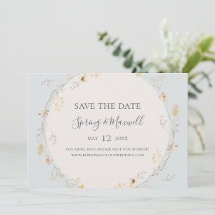 Spring Wildflower   Light Blue Horizontal Save The Date