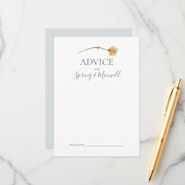 Spring Wildflower | Light blue Wedding Advice Card (Front/Back In Situ)