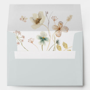 Spring Wildflower   Light Blue Wedding Invitation Envelope