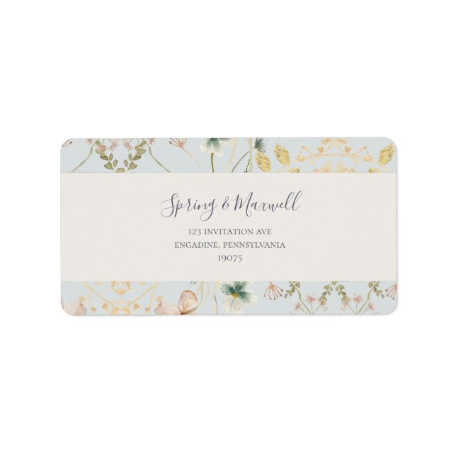Spring Wildflower Light Blue Wedding RSVP Address Label (Front)