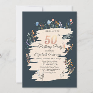 Spring Wildflower Meadow 50th Birthday Invitation
