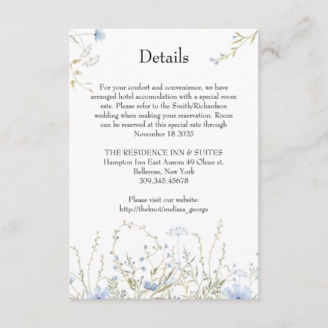 Spring Wildflower Meadow dusty blue details card (Front)