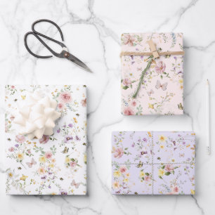 Spring Wildflower Meadow Fairytale Floral Garden Wrapping Paper Sheet
