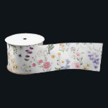 Spring Wildflower Meadow Flower Garden Greenery Satin Ribbon<br><div class="desc">Beautiful boho-inspired wrapping paper featuring cheerful watercolor wildflowers in various shades of blush, pink, lavender, yellow, blue and green.</div>