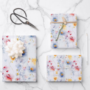 Spring Wildflower Meadow Flower Garden Modern Wrapping Paper Sheet