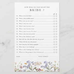 Spring Wildflower Meadow Garden Bridal Shower Game