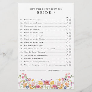 Spring Wildflower Meadow Garden Bridal Shower Game