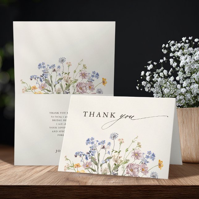 Spring Wildflower Meadow Garden Bridal Shower Thank You Card (Spring Wildflower Meadow Garden Bridal Shower Thank You Card)