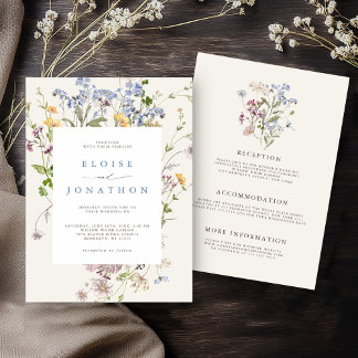 Spring Wildflower Meadow Garden Details Wedding   Invitation