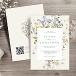 Spring Wildflower Meadow Garden QR Code Wedding   Invitation<br><div class="desc">Capture the beauty of nature on your special day with our exquisite wildflower watercolor wedding invitations. Elegant, unique, and blooming with love. Use the text fields to personalise the card with your own wording and details. If you want to change the font style, colour or text placement, simply click the...</div>