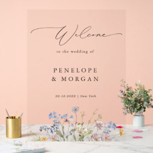 Spring Wildflower Meadow Garden Wedding Welcome Acrylic Sign
