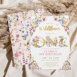 Spring Wildflower Meadow Girl 1st Birthday Party Invitation<br><div class="desc">This elegant design features cheerful watercolor wildflowers mixed with lush greenery foliage. Personalise the invite with your details and if you want to further re-arrange the style and placement of the text,  please press the "Click to customise further" button.</div>