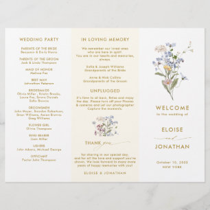 Spring Wildflower Meadow Gold Wedding Program