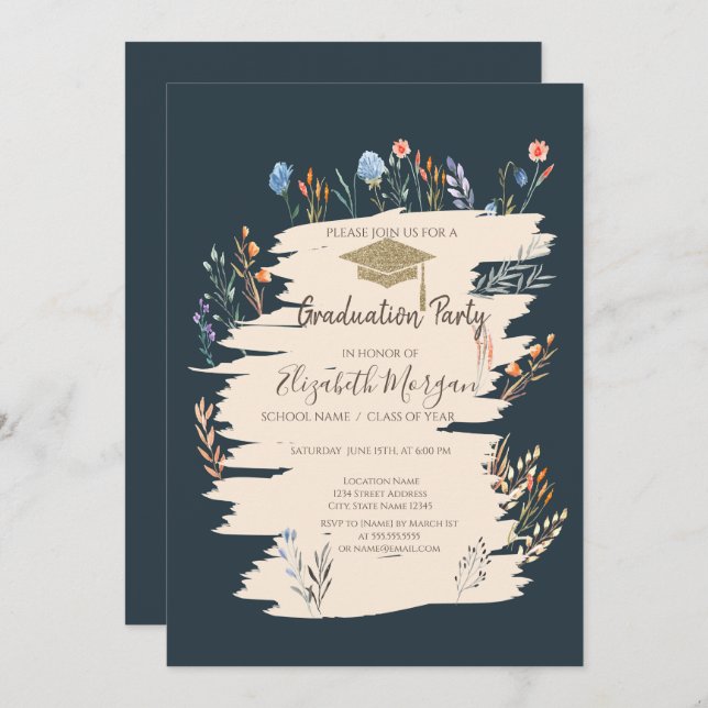 Spring Wildflower Meadow Graduation Invitation (Front/Back)