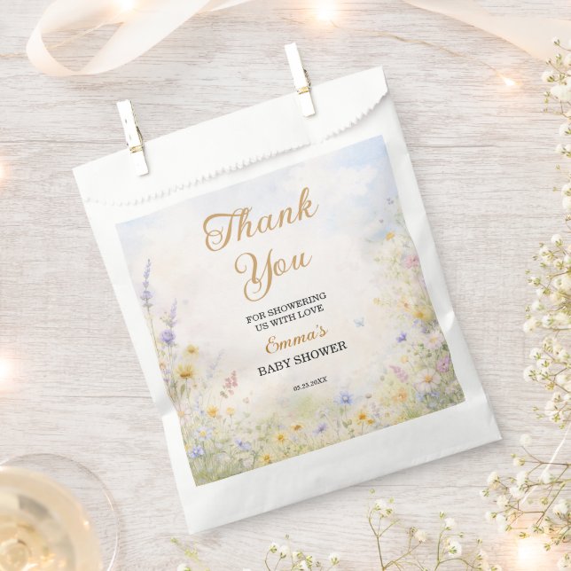 Spring Wildflower Meadow Pastel Garden Floral Favour Bag (Clipped)